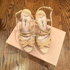 Miu Miu Beige Strappy Heels